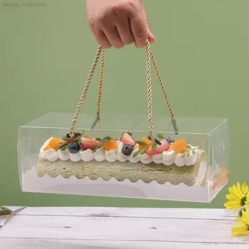 10шт Prozirna Kutija Za Pečenje Kolača S Ručkom Cupcake Švicarski Prozirni Plastični Desert Prehrambena Ambalaža Prozirna Kutija Za Pečenje