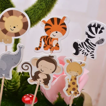 24 kom. Safari Divljih Životinja Večernje Cupcake Topper Bira Ukrašavanje Torte za Djecu na Dan Rođenja Večernje Korist Tema Zabave