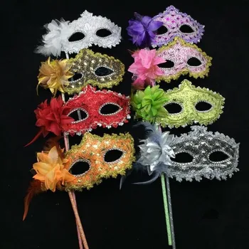5 kom. Cvijet je Ručno Maska Za Žene, Dame, Djevojke, skupe haljine Venecijanske Maske Princeza Na Štap, Ukras Za Plesne Zabave