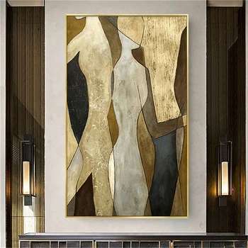Apstraktne Slike Deco Zidni Umjetničke Slike Visoke Kvalitete Zlatni Kauč Freska Pravi Ručni Rad-Ulje Na Platnu Picasso Dekor Dnevni Boravak