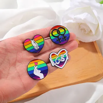 LGBT Duga Srce Broš DIY Gay Lesbian Ponos Emajl Igle Ikone Na Leđima Jakne, Traperice Igle Nakit Poklon