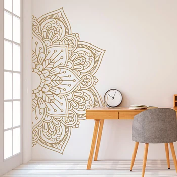 Naljepnica s Mandala Pola na zid, naljepnica na zidu, dekoracija za dom, studio, vodootporan vinil Naljepnica Za Meditaciju, Wall art Yoga MT35
